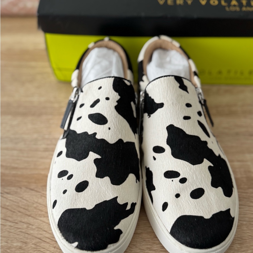 Tumble Fur Cow Print Slip-On Sneakers